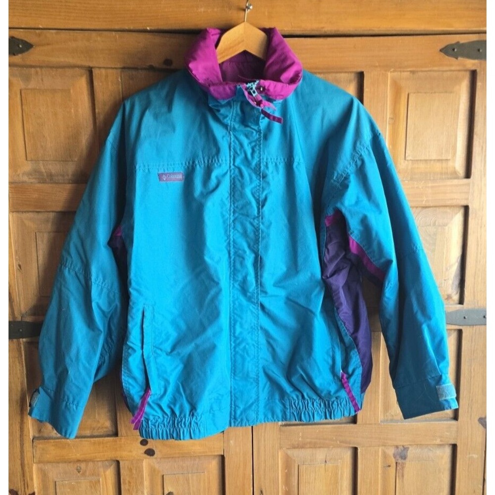 Vintage Columbia Womens Jacket Size Large Teal & Purple Radial Sleeve Bugaboo